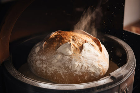 batch of sourdough being baked into crusty and chewy bread, created with generative aiの素材