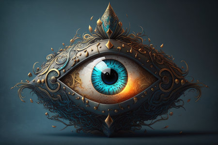 evil eye, surrounded by positive energy and good intentions, created with generative aiの素材