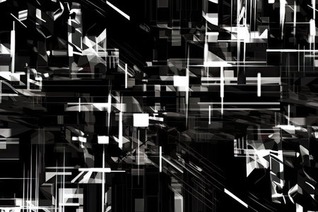 glitchy pattern on a futuristic black and white background, created with generative aiの素材