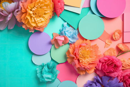 vibrant color palette with a mix of bright and pastel colors, created with generative aiの素材