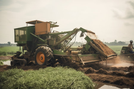 extraction and processing methods applied to natural resources, including agriculture, mining, and fishing, created with generative aiの素材