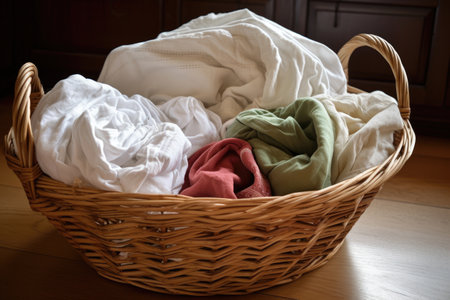 basket of freshly laundered linens, ready for use, created with generative aiの素材