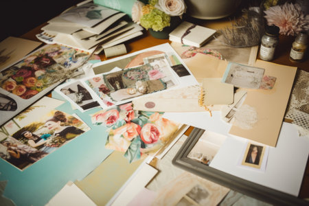 scrapbooking workshop with creative team of designers and photographers, created with generative aiの素材