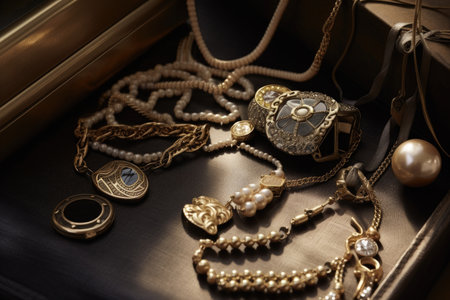 vintage jewelry, with classic and timeless pieces, is making a comeback, created with generative aiの素材