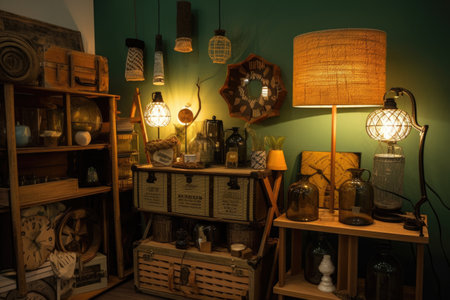 a rustic farmhouse with vintage decor, upcycled accents and natural touches, created with generative aiの素材