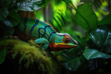 exotic pet in lush, green rainforest habitat, created with generative aiの素材