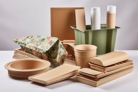 sustainable packaging made of recycled or recyclable materials, created with generative aiの素材
