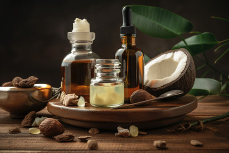 cbd oil for skin care, with ingredients like coconut and cocoa butter, created with generative aiの素材