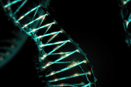 dna double-helix stretching out toward infinity, created with generative aiの素材