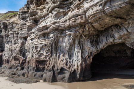 close-up of natural rock formation, with intricate details visible, created with generative aiの素材