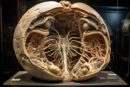 alien life form, with its insides on display, showing intricate and strange anatomy, created with generative aiの素材