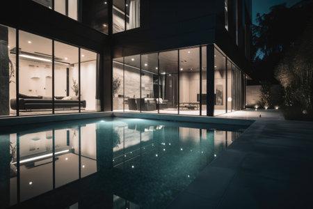 home with sleek, minimalist design and state-of-the-art home automation system, created with generative aiの素材