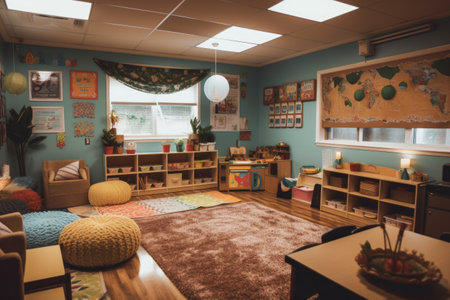 a cozy and inviting classroom with lots of personal touches, created with generative aiの素材