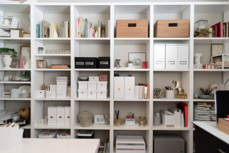 decluttering guru, sharing her tips and tricks for organizing home or office, created with generative aiの素材