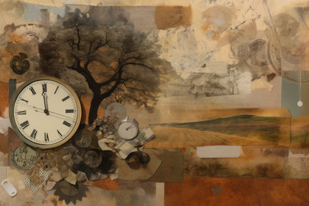 collage with words and images, inspired by the fleeting nature of time, created with generative aiの素材