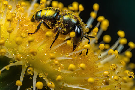 stunning macro shot of flower with pollen-covered stamen, created with generative aiの素材