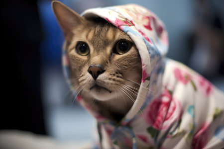 feline and canine fashion show of the latest trends on runways, created with generative aiの素材