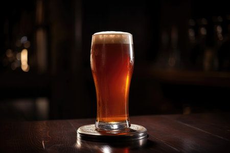 draught beer served in the traditional pint glass, with foamy head and rich flavor, created with generative aiの素材