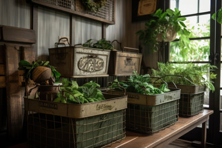 diy decor project with repurposed bottle crates and burlap, created with generative aiの素材