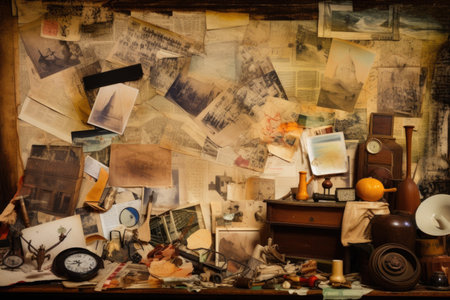 collage of found objects and images, with blur effect, created with generative aiの素材