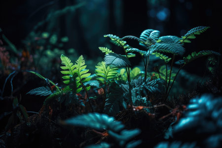 neon plant growing in the wild, surrounded by natural vegetation, created with generative ai