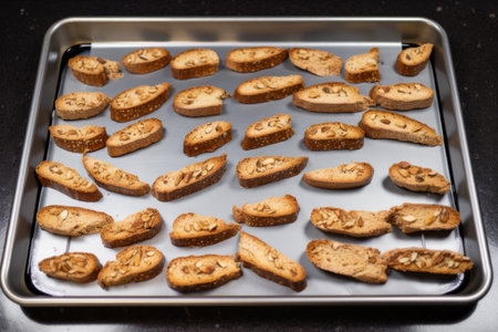 biscotti drying on tray after being baked, created with generative aiの素材