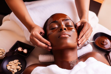 womens chocolate spa day, with manicure, pedicure and facial included, created with generative aiの素材