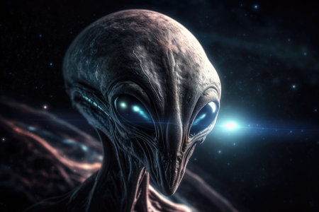 alien life form exploring new and undiscovered planet, created with generative aiの素材