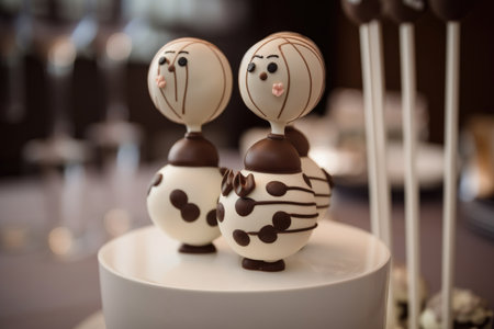 cake pop with custom design wedding cake topper, created with generative aiの素材