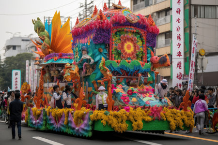 a card with a depiction of the festive and colorful parade, created with generative aiの素材