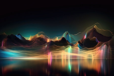 abstract and surreal landscape with blurred lights and colors, resembling a light and sound show, created with generative aiの素材