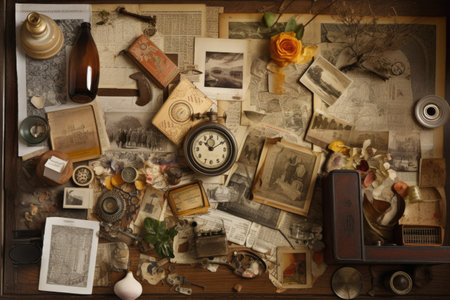 quirky collage of found objects and photographs, created with generative aiの素材