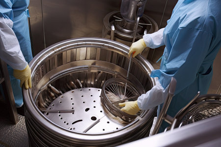 surgical instruments being placed in autoclave for sterilization, created with generative aiの素材