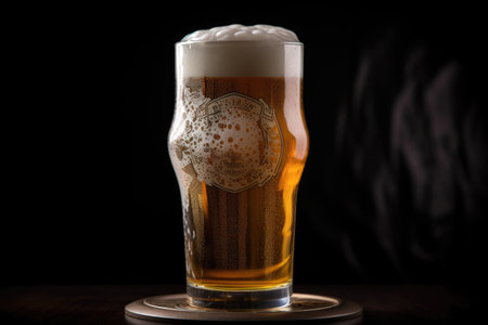 draught beer served in the traditional pint glass, with foamy head and rich flavor, created with generative aiの素材