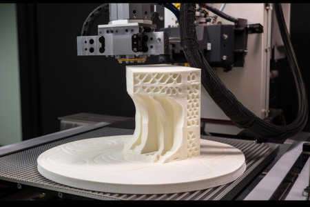 3d printing and additive manufacturing robot performance test, printing parts of varying complexity, created with generative aiの素材