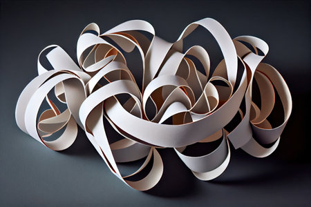 paper streamer twisted into intricate and delicate knot, ready to be hung on a wall, created with generative aiの素材