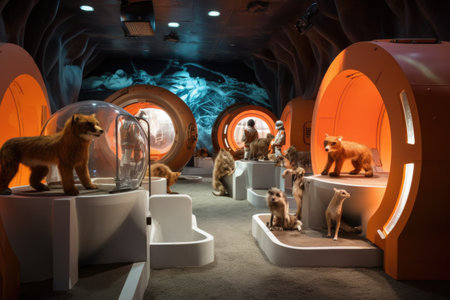 new and exciting intergalactic zoo, showcasing the diversity of earthly animals, created with generative aiの素材
