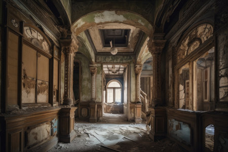 series of abandoned and historical structures, each with its own unique story to tell, created with generative aiの素材