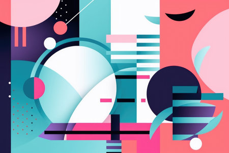 abstract minimalistic composition with deconstructed shapes and lines, created with generative aiの素材