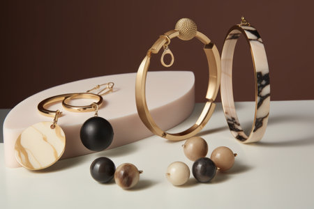 accessory and jewelry trends for the modern day woman, with sleek designs and minimalist touches, created with generative aiの素材