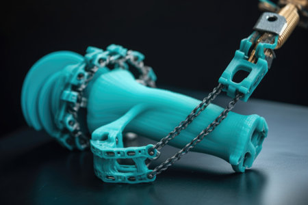 robot arm with 3d printing extruder on its end, creating a unique piece of jewelry, created with generative aiの素材