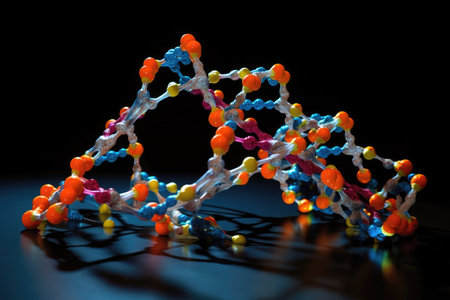 molecular structure of dna double helix, with paired bases and phosphates visible, created with generative aiの素材
