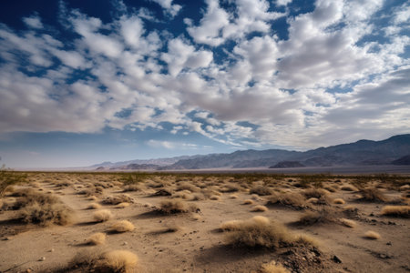 clouds rolling across the endless skies above a desert, created with generative aiの素材