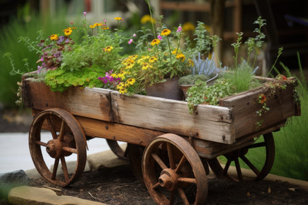 diy garden projects with unexpected materials, such as recycled objects or found items, created with generative aiの素材