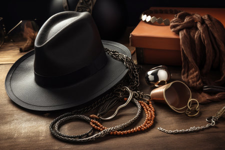 trendy accessories stand out against simple, yet stylish outfits, created with generative aiの素材