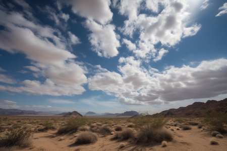 clouds rolling across the endless skies above a desert, created with generative aiの素材