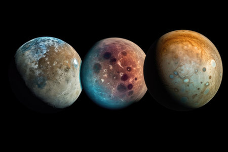 planets and their moons in stunning celestial portrait, created with generative aiの素材