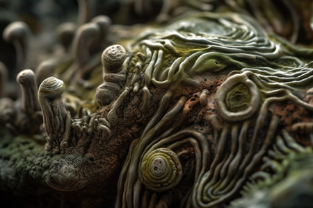 close-up of alien organism, showing intricate details and textures, created with generative aiの素材