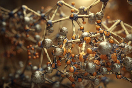 complex molecular structure, with intricate details and patterns visible in close-up view, created with generative aiの素材