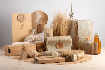 package made of recycled materials with natural visuals and textures, created with generative aiの素材